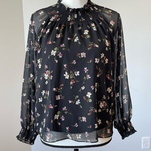 Madewell size Xsmall blouse floral flowers sheer sleeves office going out work
